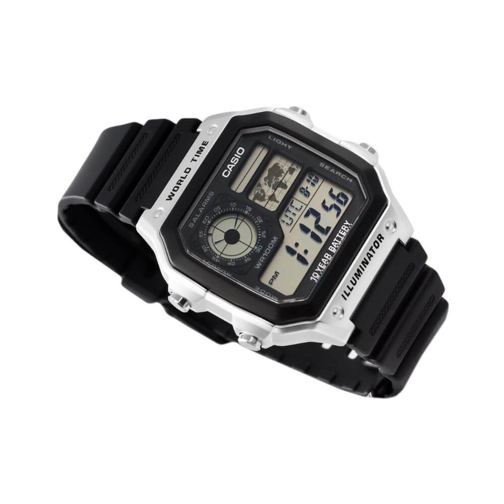 Casio Youth World Time Digital Resin Belt Watch AE-1200WH-1CVCF