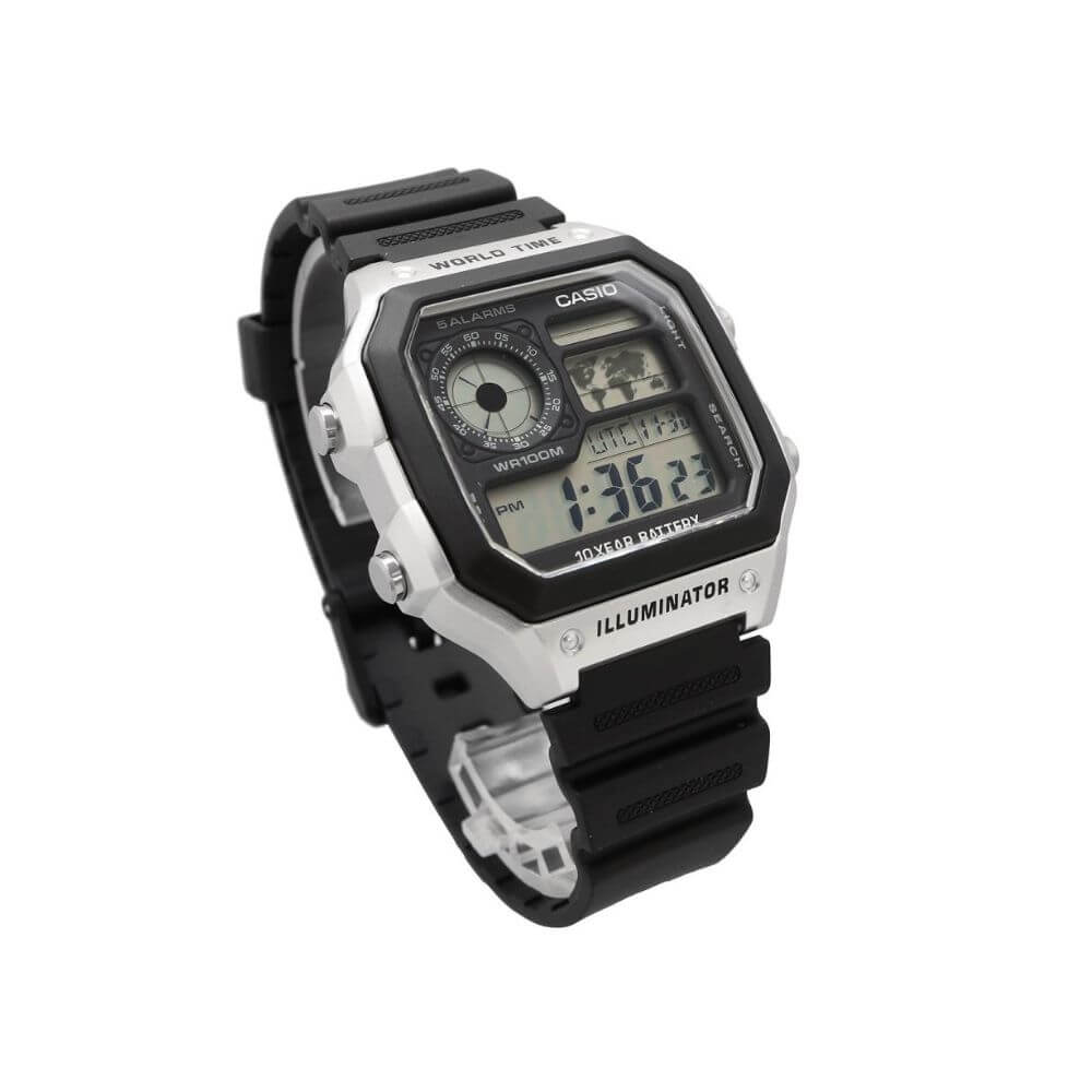 Casio Youth World Time Digital Resin Belt Watch AE-1200WH-1CVCF