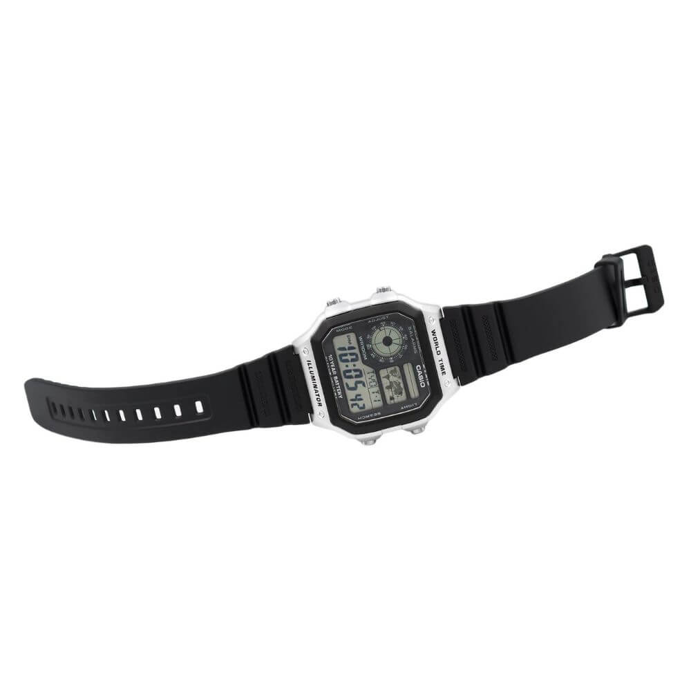 Casio Youth World Time Digital Resin Belt Watch AE-1200WH-1CVCF