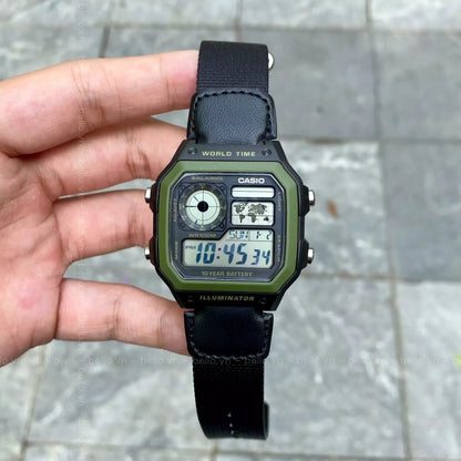 Casio AE-1200WHB-1BVDF Youth World Time Digital Nylon Belt Watch