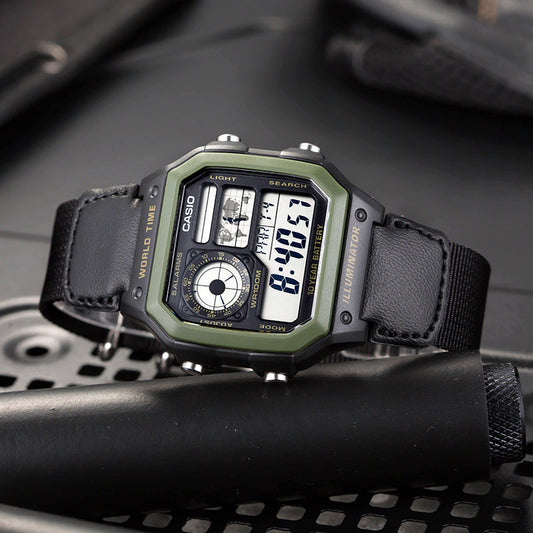 Casio AE-1200WHB-1BVDF Youth World Time Digital Nylon Belt Watch