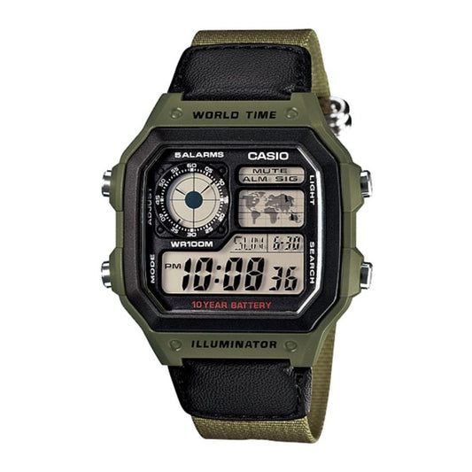 Casio AE-1200WHB-3BVDF Youth World Time Digital Nylon Belt Watch