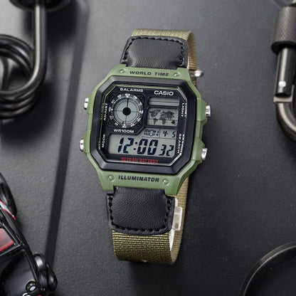Casio AE-1200WHB-3BVDF Youth World Time Digital Nylon Belt Watch