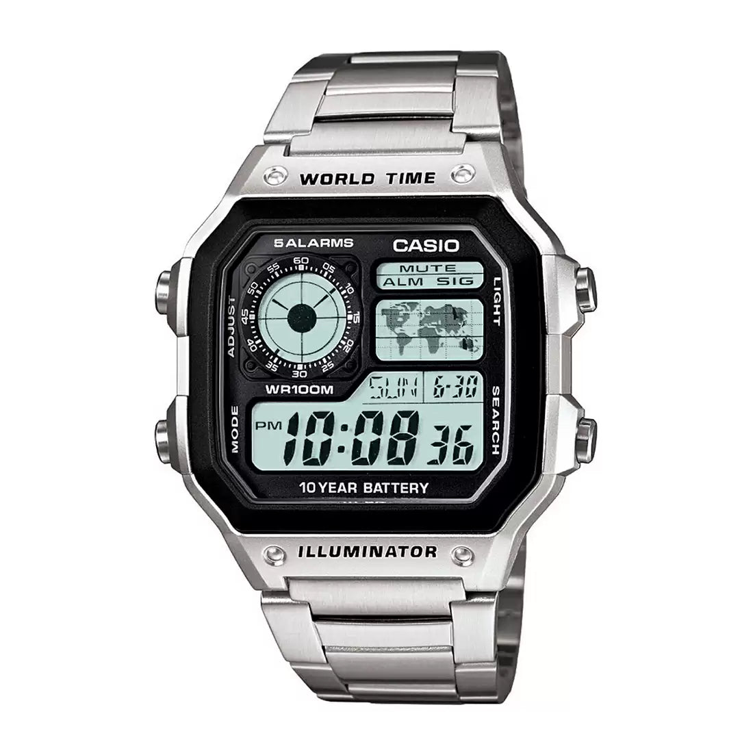 Casio AE-1200WHD-1AVDF Youth World Time Digital Chain Watch