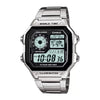 Casio Youth World Time Digital Watch - AE-1200WHD-1AVDF, Stainless Steel Band, Silver