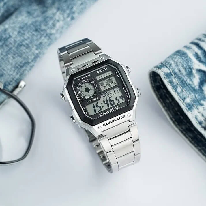 Casio AE-1200WHD-1AVDF Youth World Time Digital Chain Watch