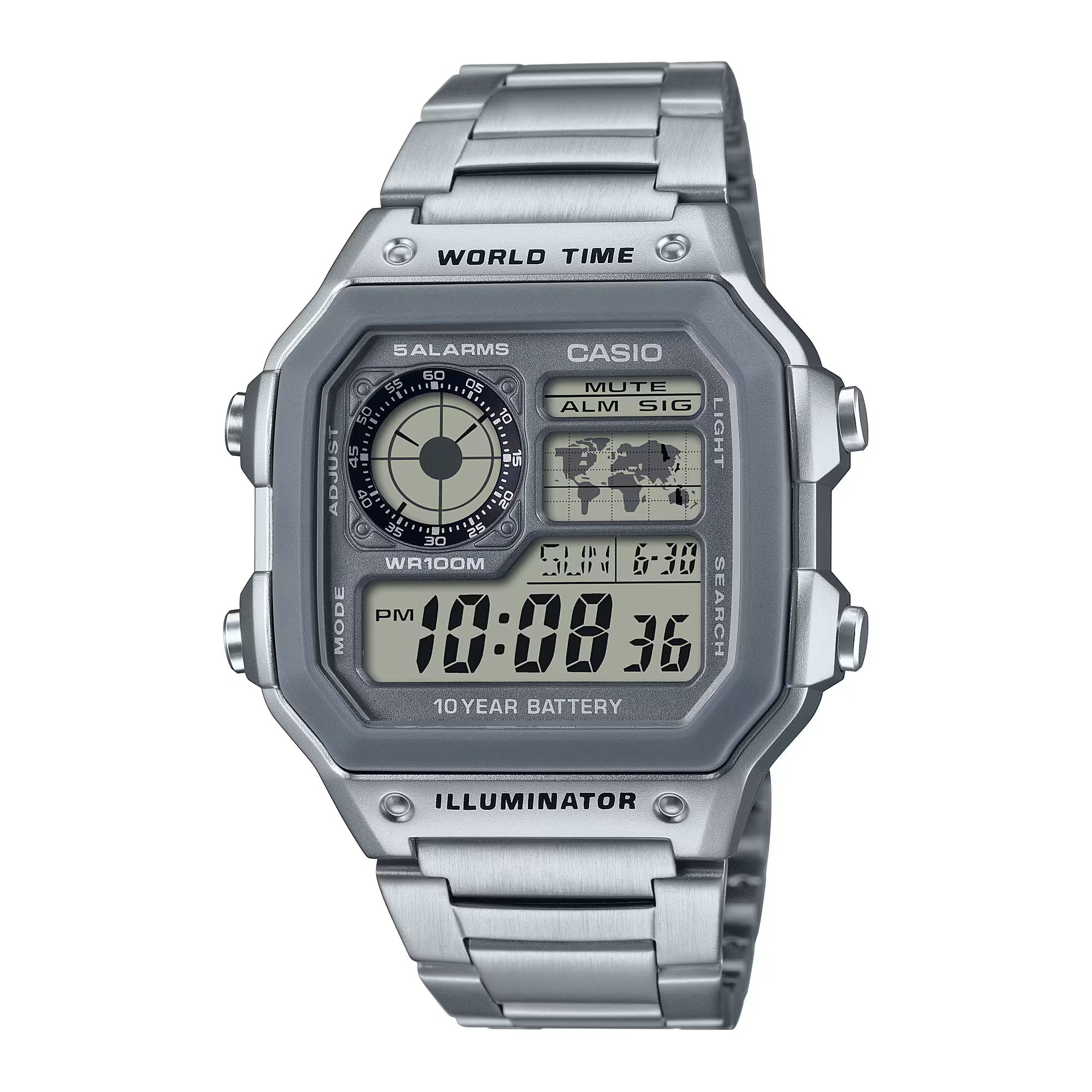 Casio Youth World Time Digital Chain Watch AE-1200WHD-7AVDF