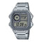 Casio Youth World Time Digital Watch - AE-1200WHD-7AVDF, Silver Stainless Steel Band