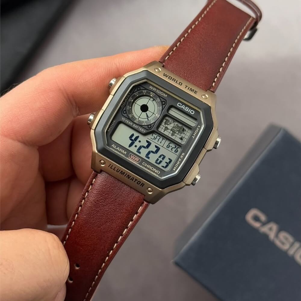 Casio AE-1200WHL-5AVDF Youth World Time Digital Leather Belt Watch