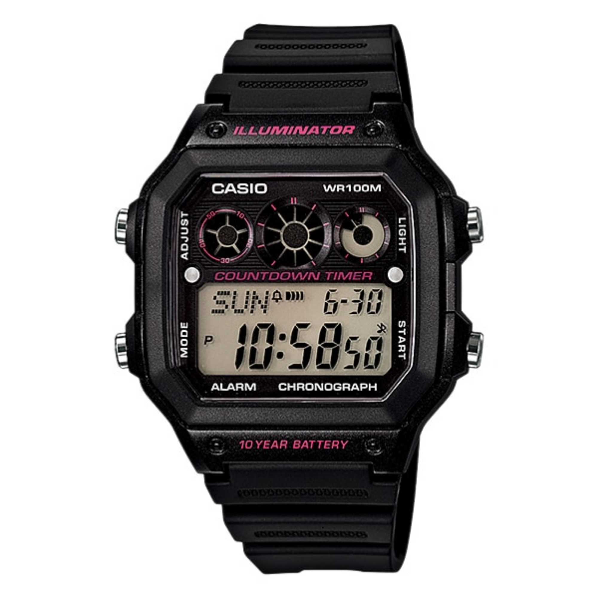 Casio Youth Illuminator World Time Resin Belt Watch AE-1300WH-1A2VDF