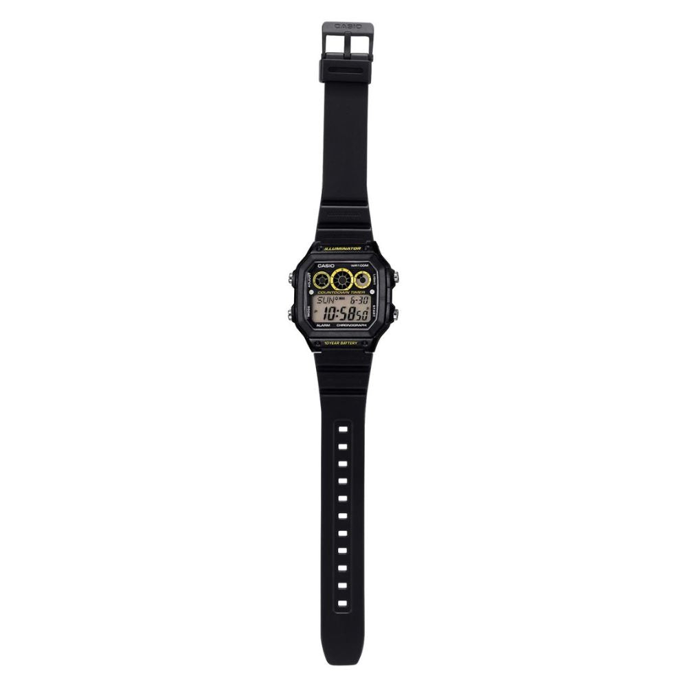 Casio Youth Illuminator World Time Resin Belt Watch AE-1300WH-1AVDF
