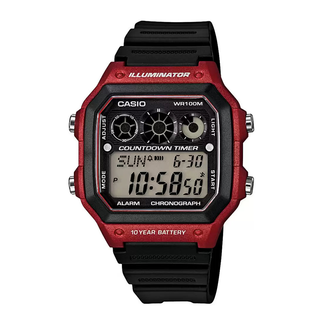 Casio Youth Illuminator World Time Resin Belt Watch AE-1300WH-4AVDF