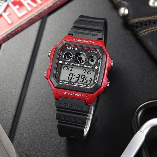 Casio Youth Illuminator World Time Resin Belt Watch AE-1300WH-4AVDF