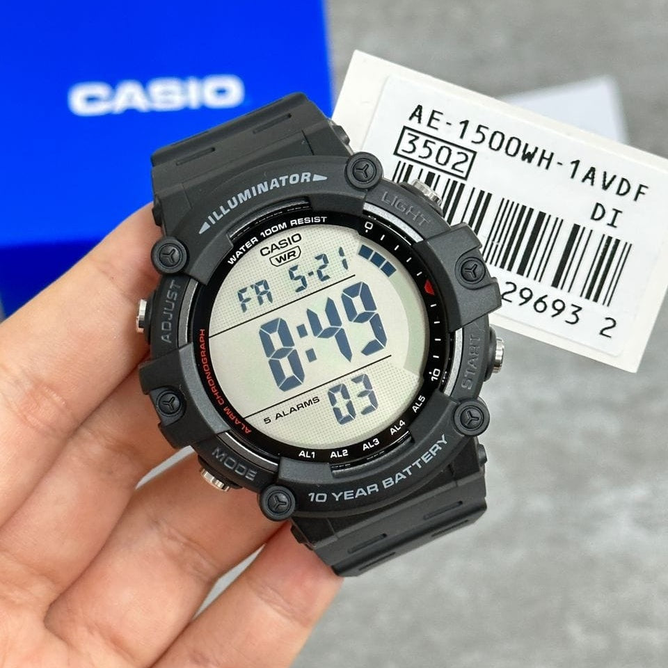 Casio Youth Dual Time Digital Resin Belt Watch AE-1500WH-1AVDF
