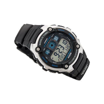 Casio Youth World Time Digital Resin Belt Watch AE-2000W-1AVDF