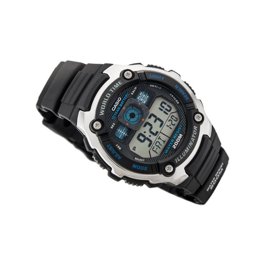 Casio Youth World Time Digital Resin Belt Watch AE-2000W-1AVDF