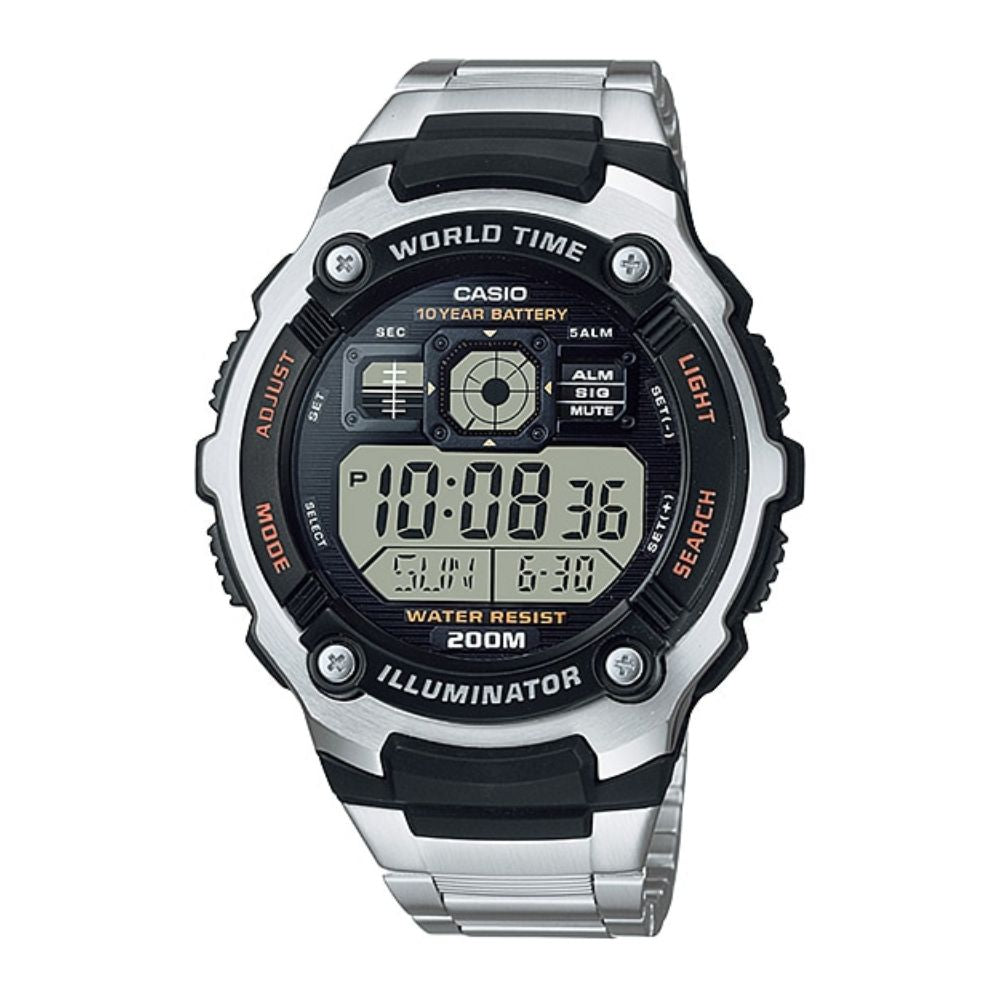 Casio Youth World Time Digital Chain Watch AE-2000WD-1AVDF