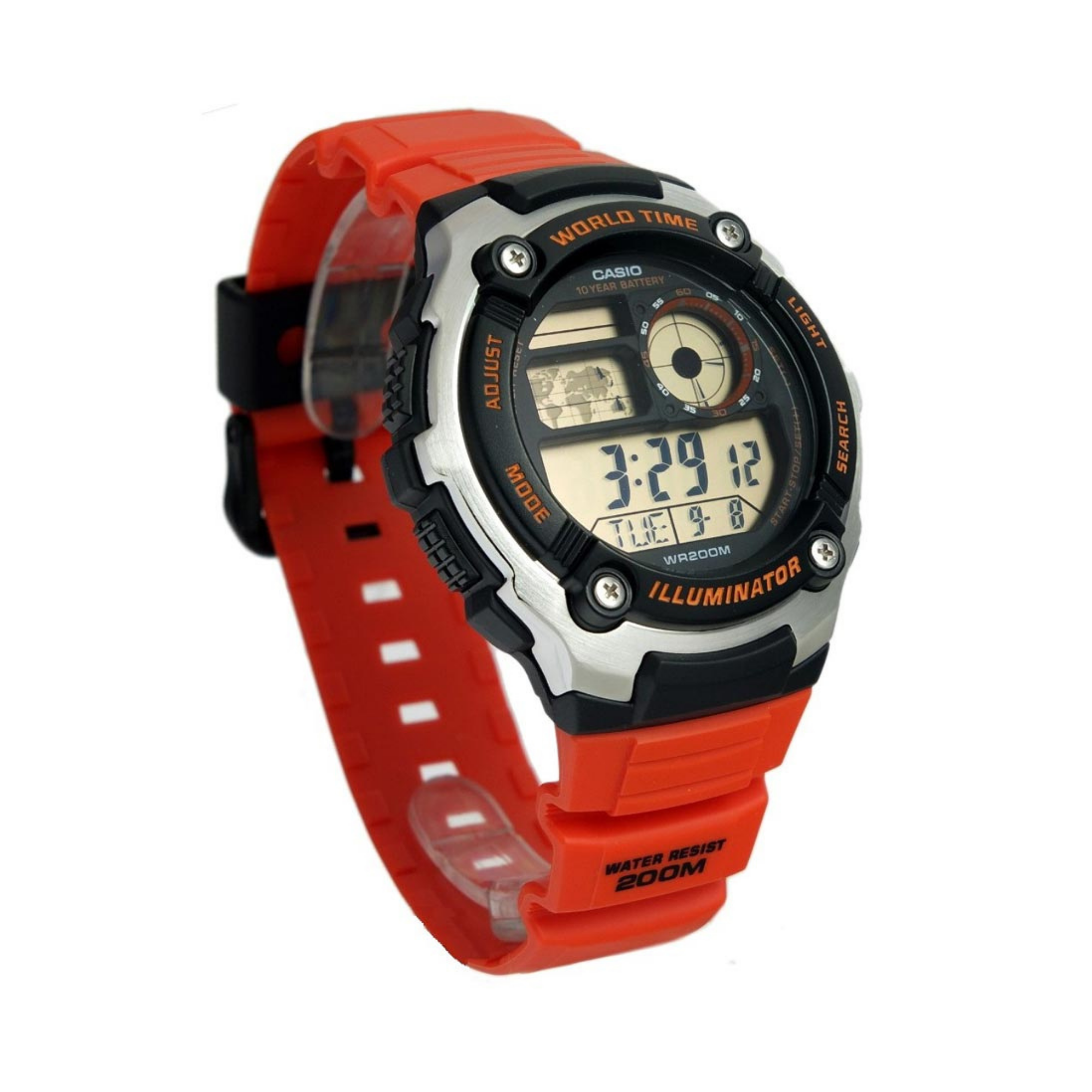 Casio Youth World Time Digital Resin Belt Watch AE-2100W-4AVDF