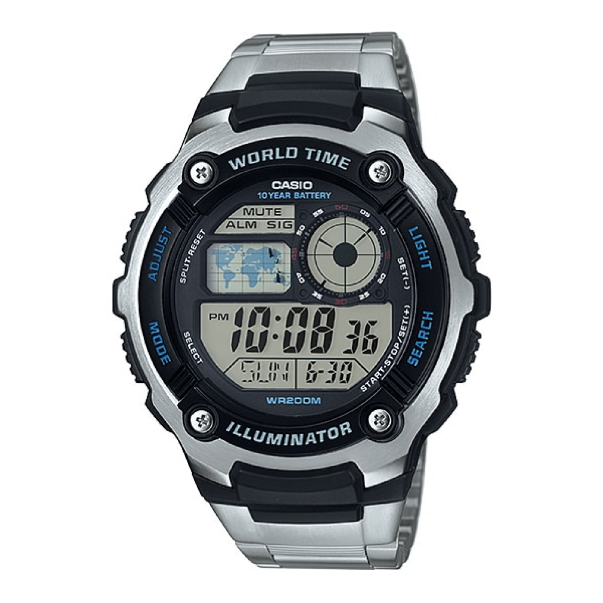 Casio Youth World Time Digital Chain Watch AE-2100WD-1AVDF