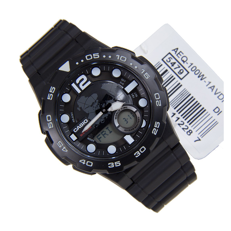 Casio Youth World Time Resin Belt Watch AEQ-100W-1AVDF