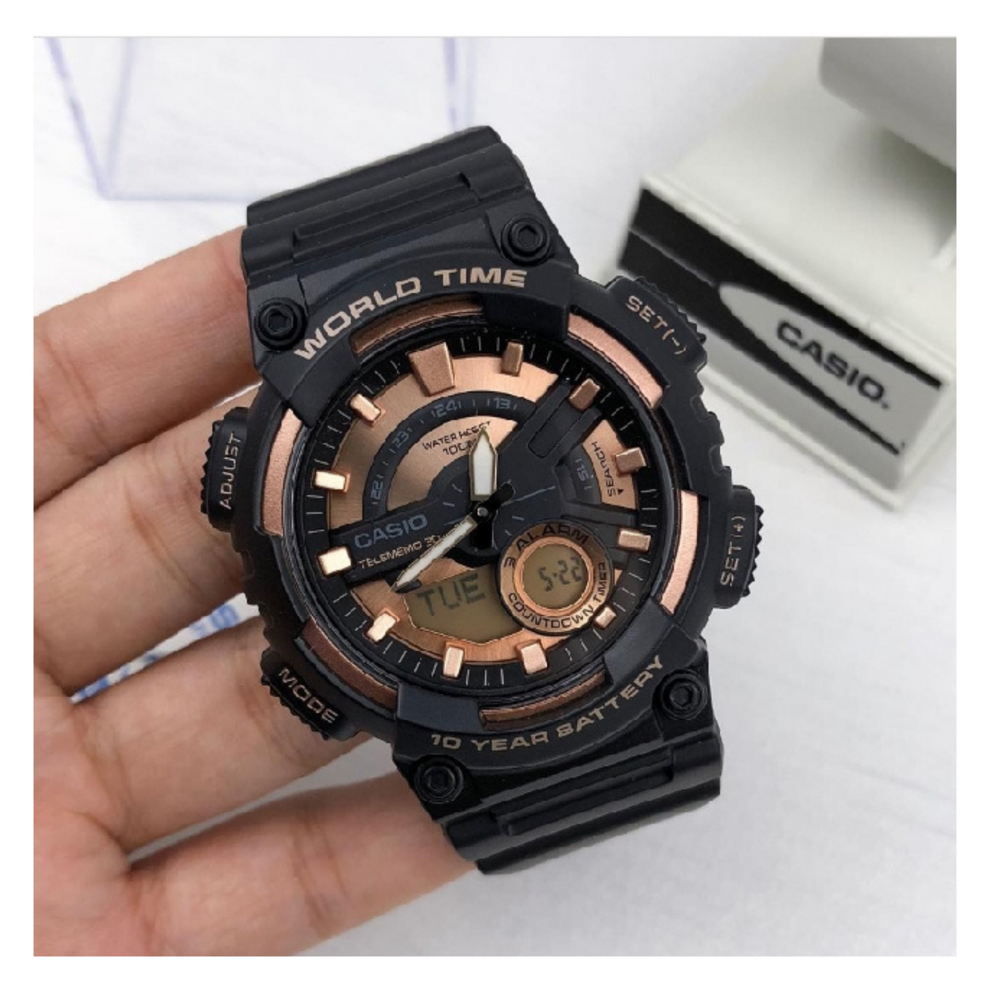 Casio Youth Dual Time Resin Belt Watch AEQ-110W-1A3VDF