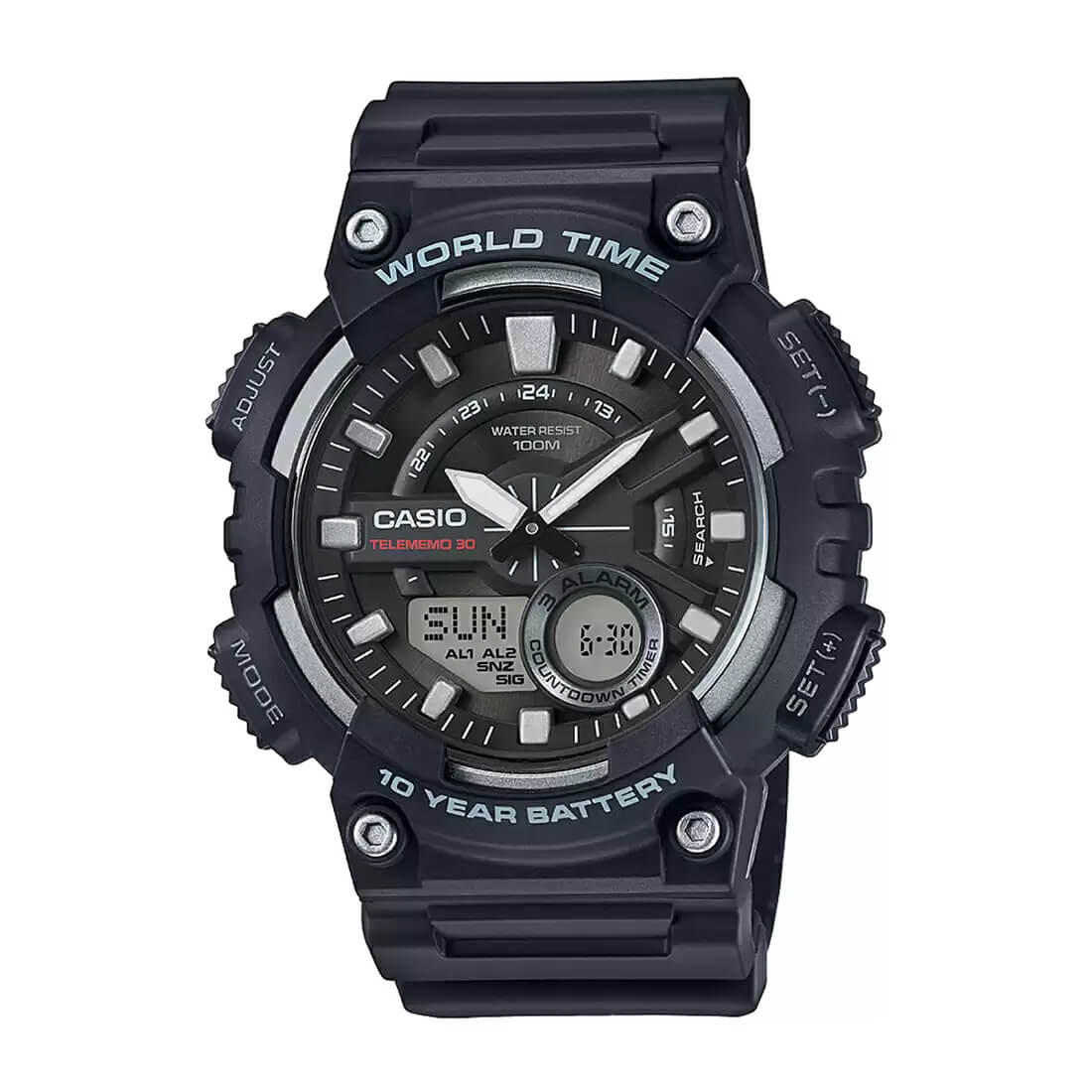 Casio Youth Dual Time Resin Belt Watch AEQ-110W-1AVDF