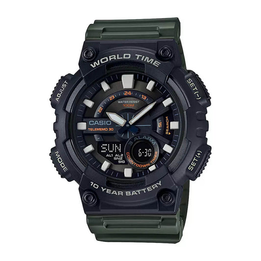 Casio Youth Dual Time Resin Belt Watch AEQ-110W-3AVDF