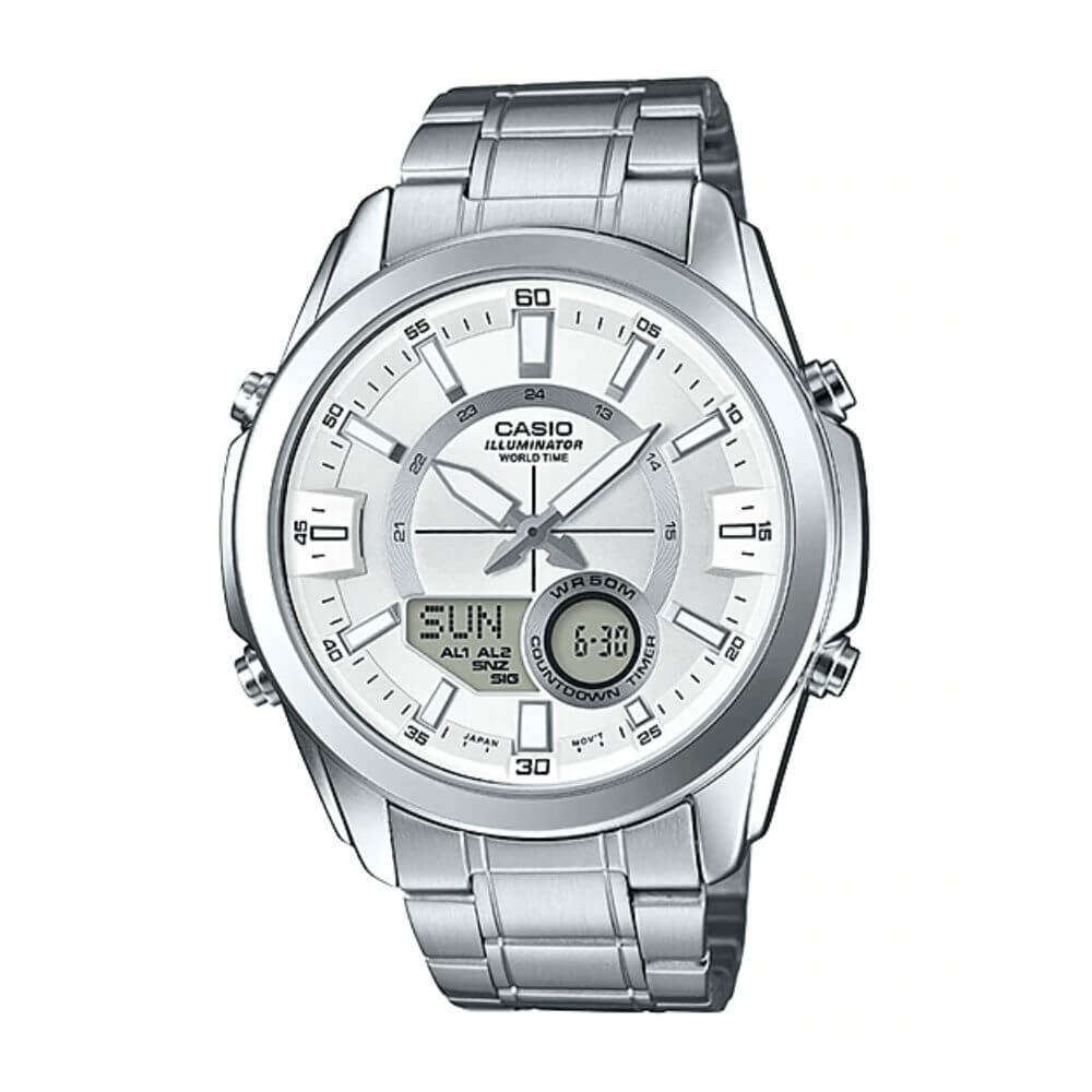 Casio Enticer Dual Time Multifunction Chain Watch AMW-810D-7AVDF