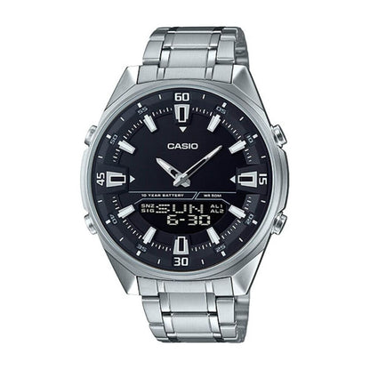 Casio Enticer Dual Time Stainless Steel Chain Watch AMW-830D-1AVDF