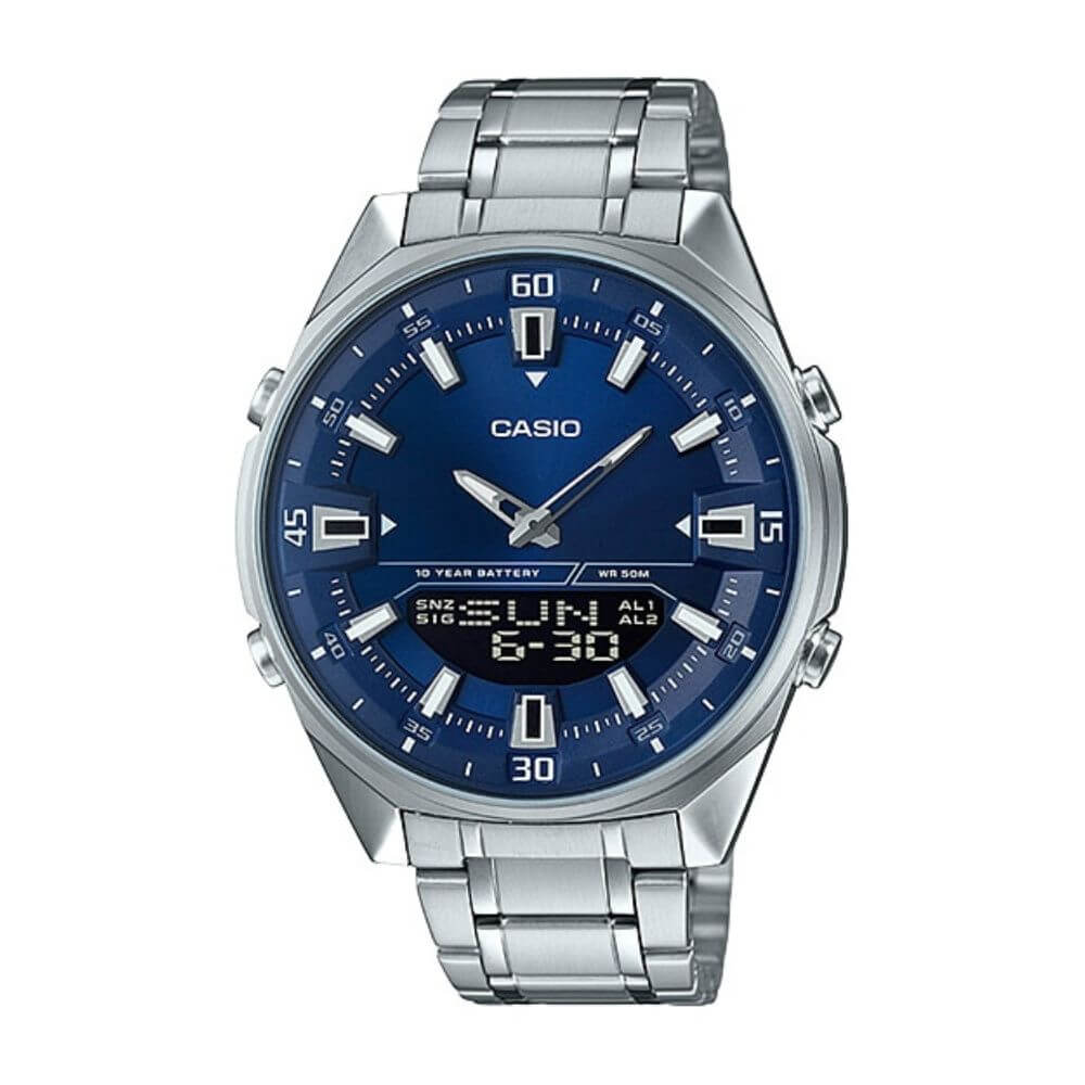 Casio Enticer Dual Time Stainless Steel Chain Watch AMW-830D-2AVDF