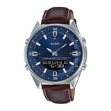 Casio Enticer Dual Time Stainless Steel Leather Belt Watch AMW-830L-2AVDF