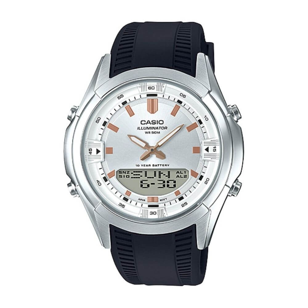 Casio Enticer Dual Time Resin Belt Watch AMW-840-7AVDF