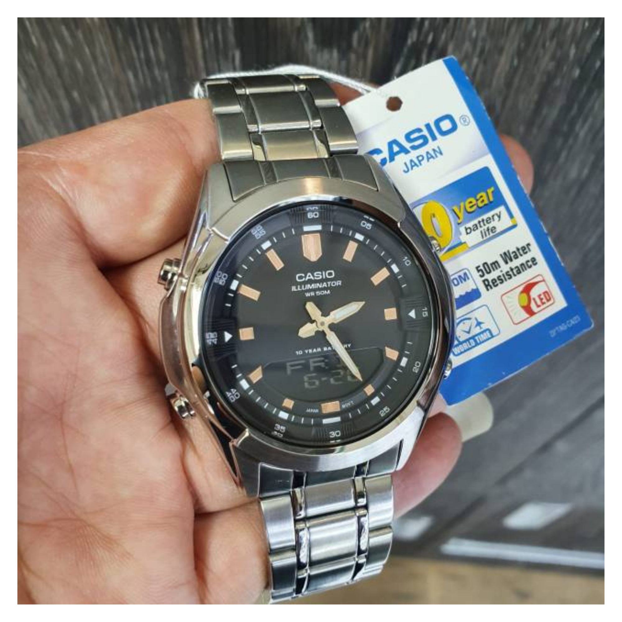 Casio Enticer Dual Time Stainless Steel Chain Watch AMW-840D-1AVDF