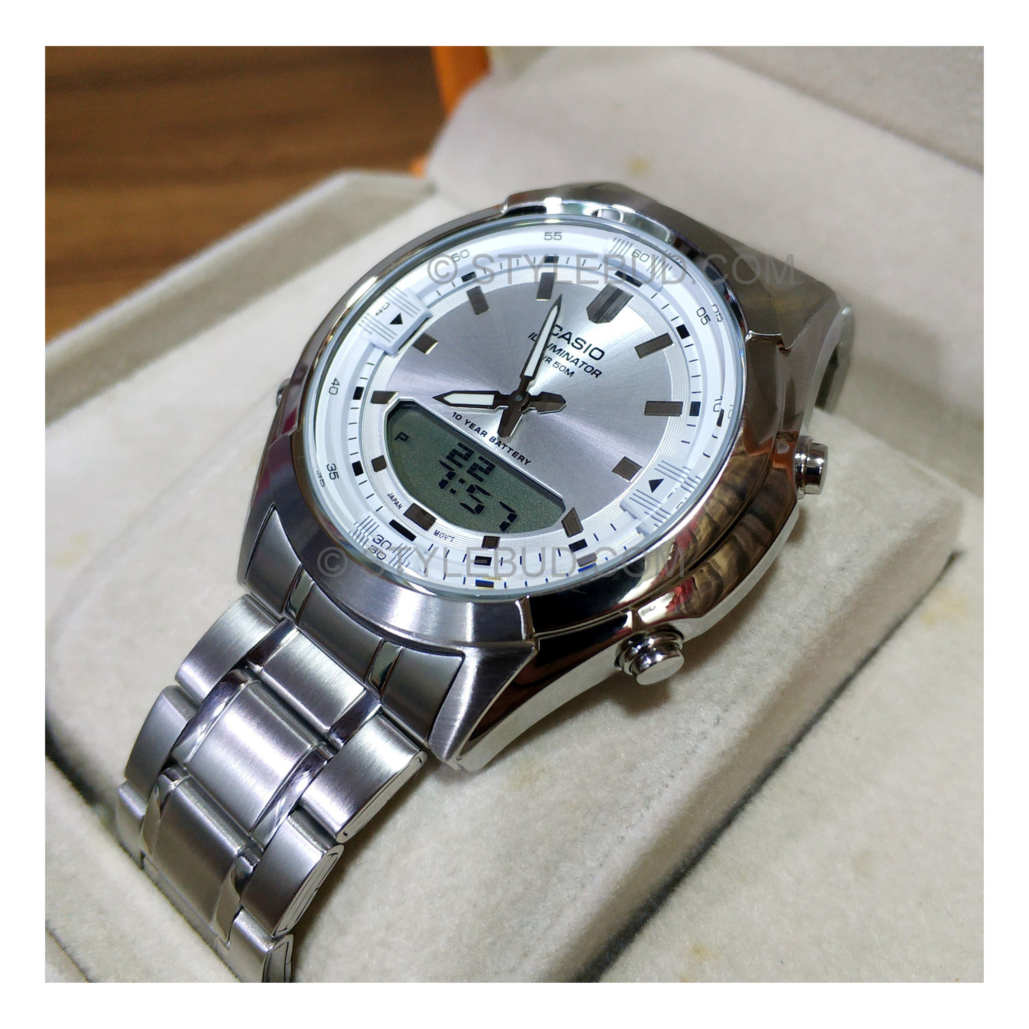 Casio Enticer Dual Time Stainless Steel Chain Watch AMW-840D-7AVDF