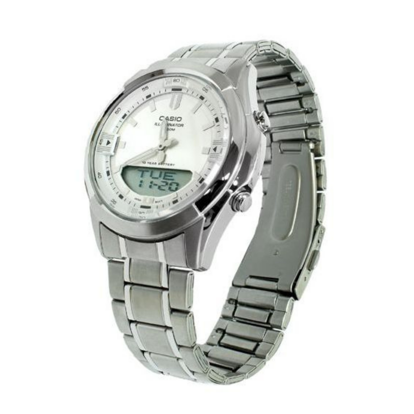 Casio Enticer Dual Time Stainless Steel Chain Watch AMW-840D-7AVDF