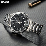 Casio Standard Illuminator Dual Time Stainless Steel Chain Watch AMW-880D-1AVDF