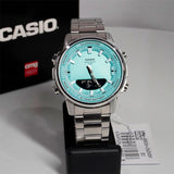 Casio Standard Illuminator Dual Time Stainless Steel Chain Watch AMW-880D-2A2VDF