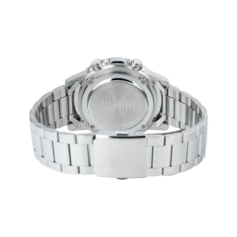 Casio Standard Illuminator Dual Time Stainless Steel Chain Watch AMW-880D-2A2VDF