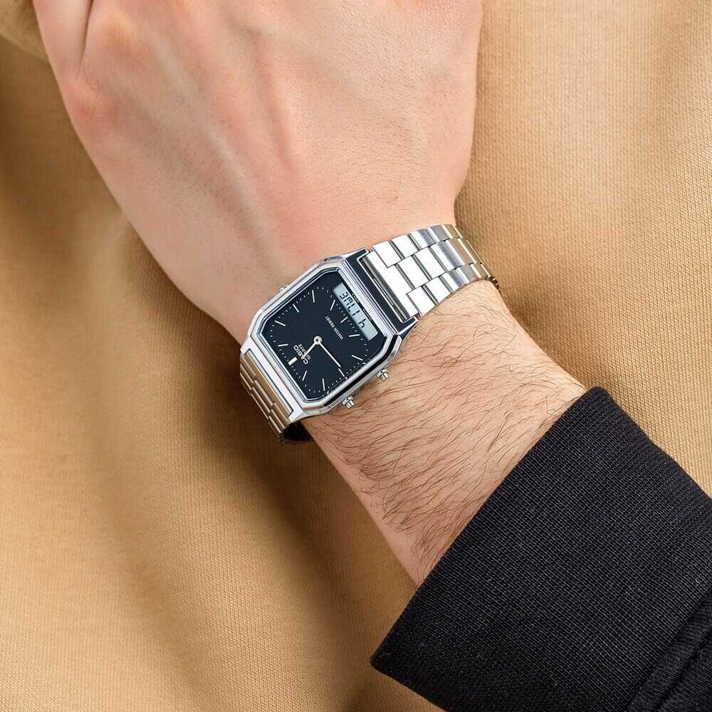 Casio Vintage Dual Time Chain Watch AQ-230A-1DMQ