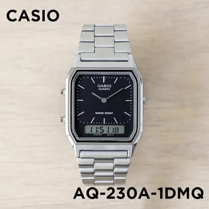 Casio Vintage Dual Time Chain Watch AQ-230A-1DMQ