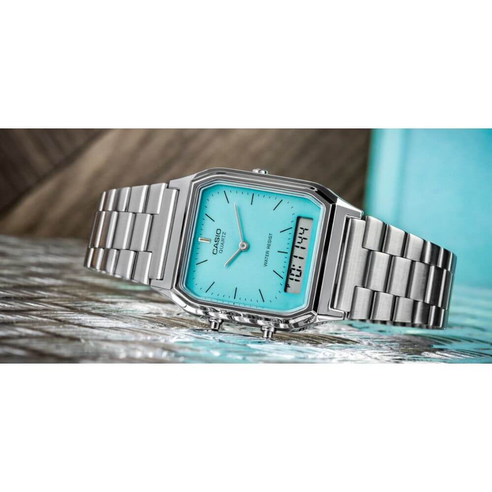 Casio Vintage Dual Time Chain Watch AQ-230A-2A2MQYDF