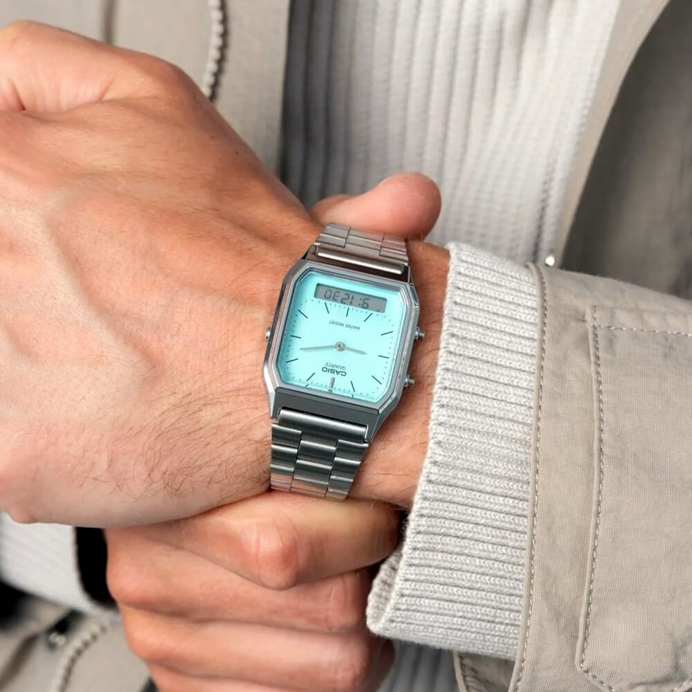 Casio Vintage Dual Time Chain Watch AQ-230A-2A2MQYDF