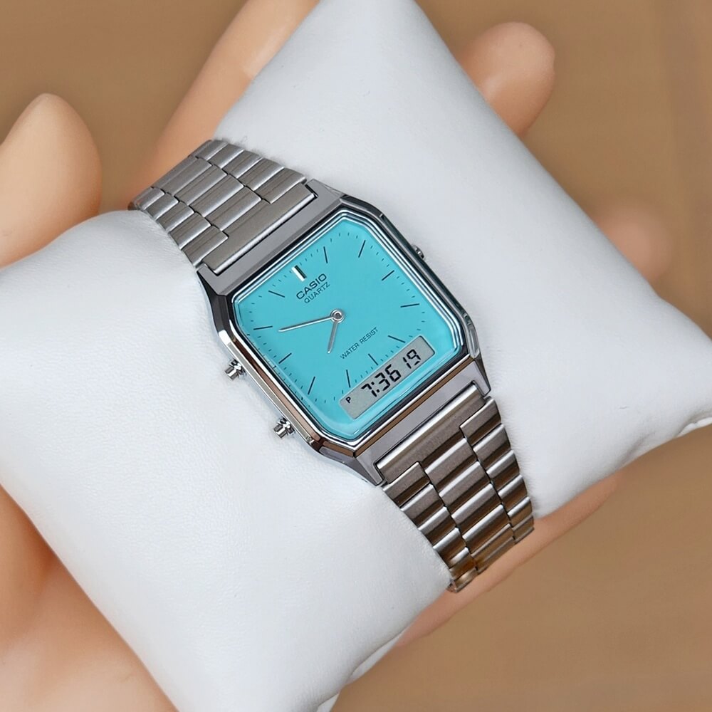 Casio Vintage Dual Time Chain Watch AQ-230A-2A2MQYDF