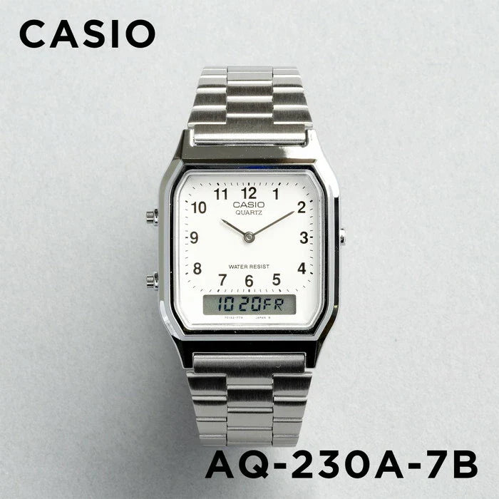 Casio Vintage Dual Time Chain Watch AQ-230A-7BMQ