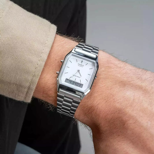 Casio Vintage Dual Time Chain Watch AQ-230A-7DMQ