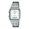 Casio Vintage Dual Time Watch - AQ-230A-7DMQ, Stainless Steel Band, white Dial
