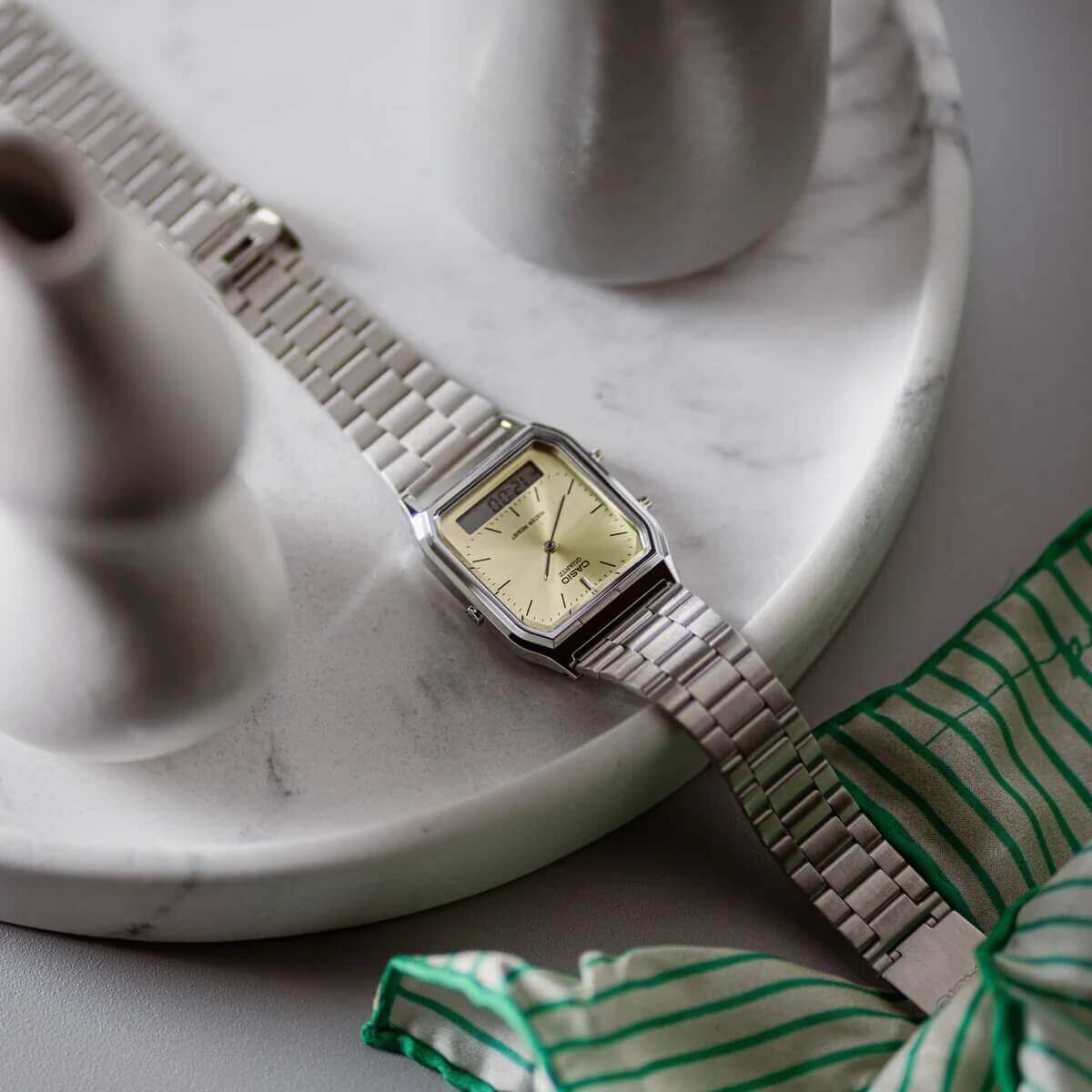 Casio Vintage Dual Time Chain Watch AQ-230A-9AMQYDF