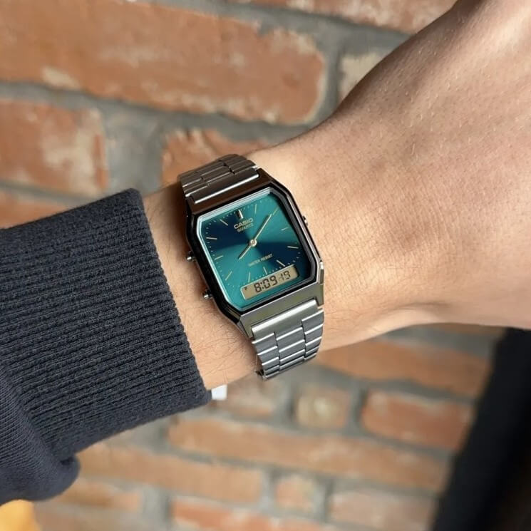 Casio Vintage Dual Time Chain Watch AQ-230GG-3ADF