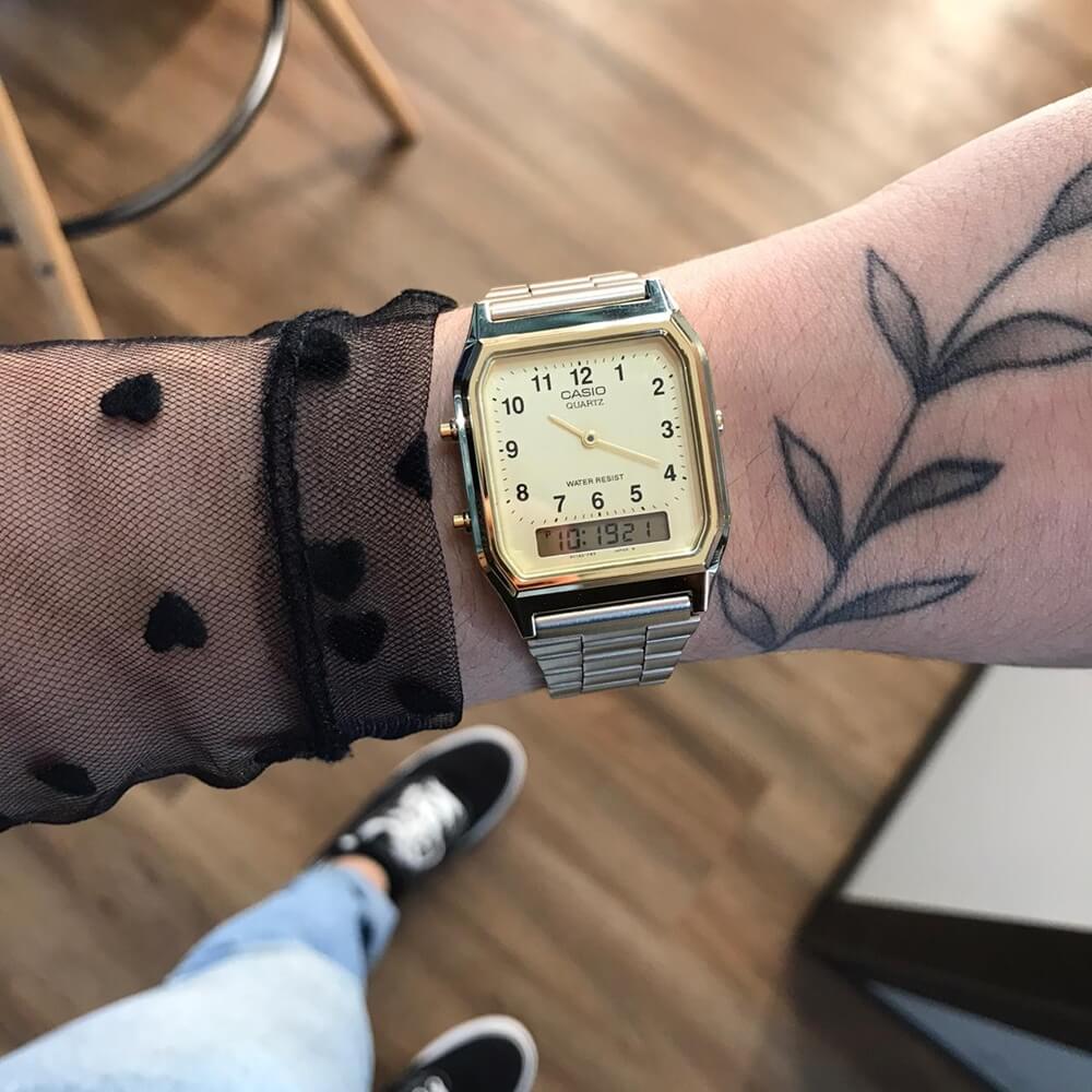 Casio Vintage Dual Time Chain Watch AQ-230GA-9BMQ