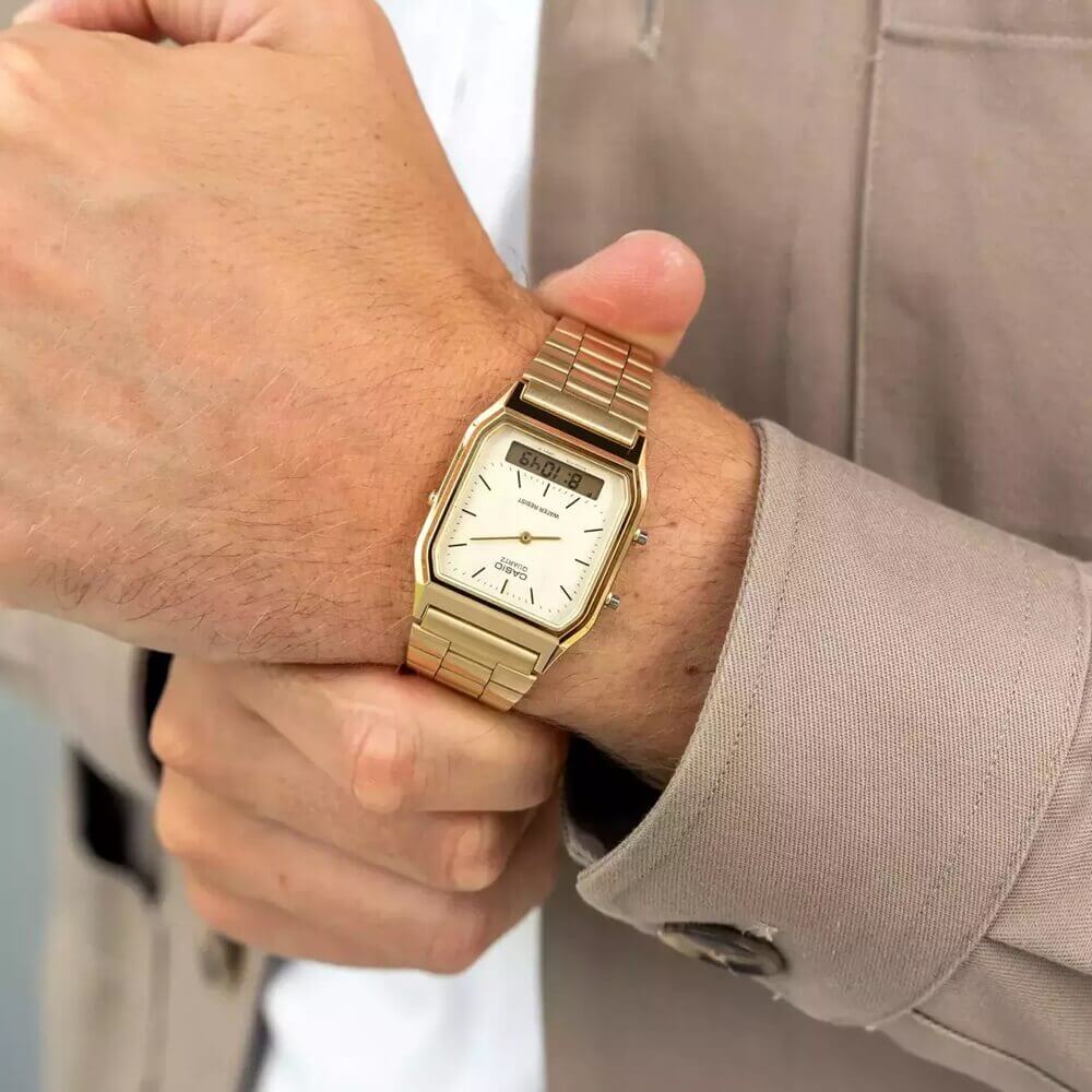 Casio Vintage Dual Time Chain Watch AQ-230GA-9DMQ